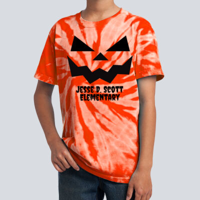Youth Tie-Dye T-Shirt - Fall Holidays - Jack O' Lantern Thumbnail