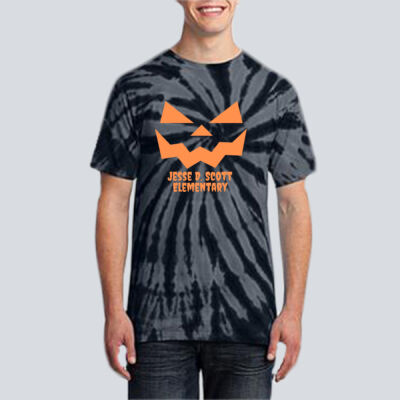 Adult Tie-Dye T-Shirt - Fall Holidays - Jack O' Lantern - Orange Thumbnail