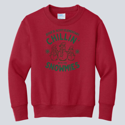 Youth Crewneck - Winter - Chillin With The Snowmies Green Thumbnail