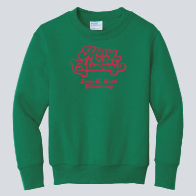 Youth Crewneck - Winter - Merry Christmas Red and Green Thumbnail